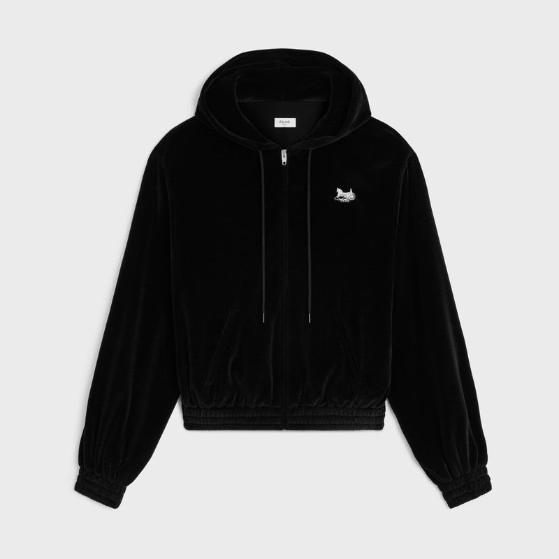 loose zip up hoodie IN velvet jersey 1
