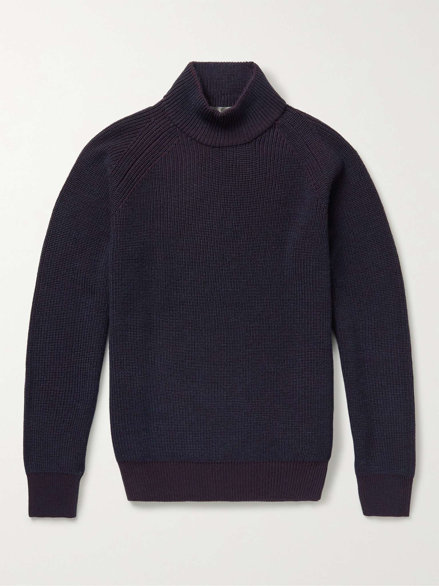 Ribbed Merino Wool Mock-Neck Sweater - 1