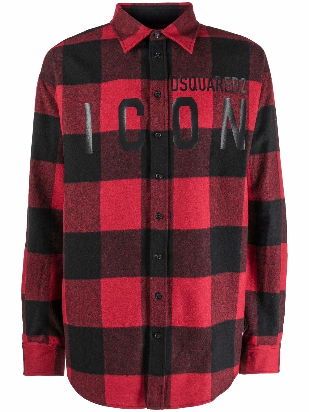 plaid-check logo-print shirt - 1