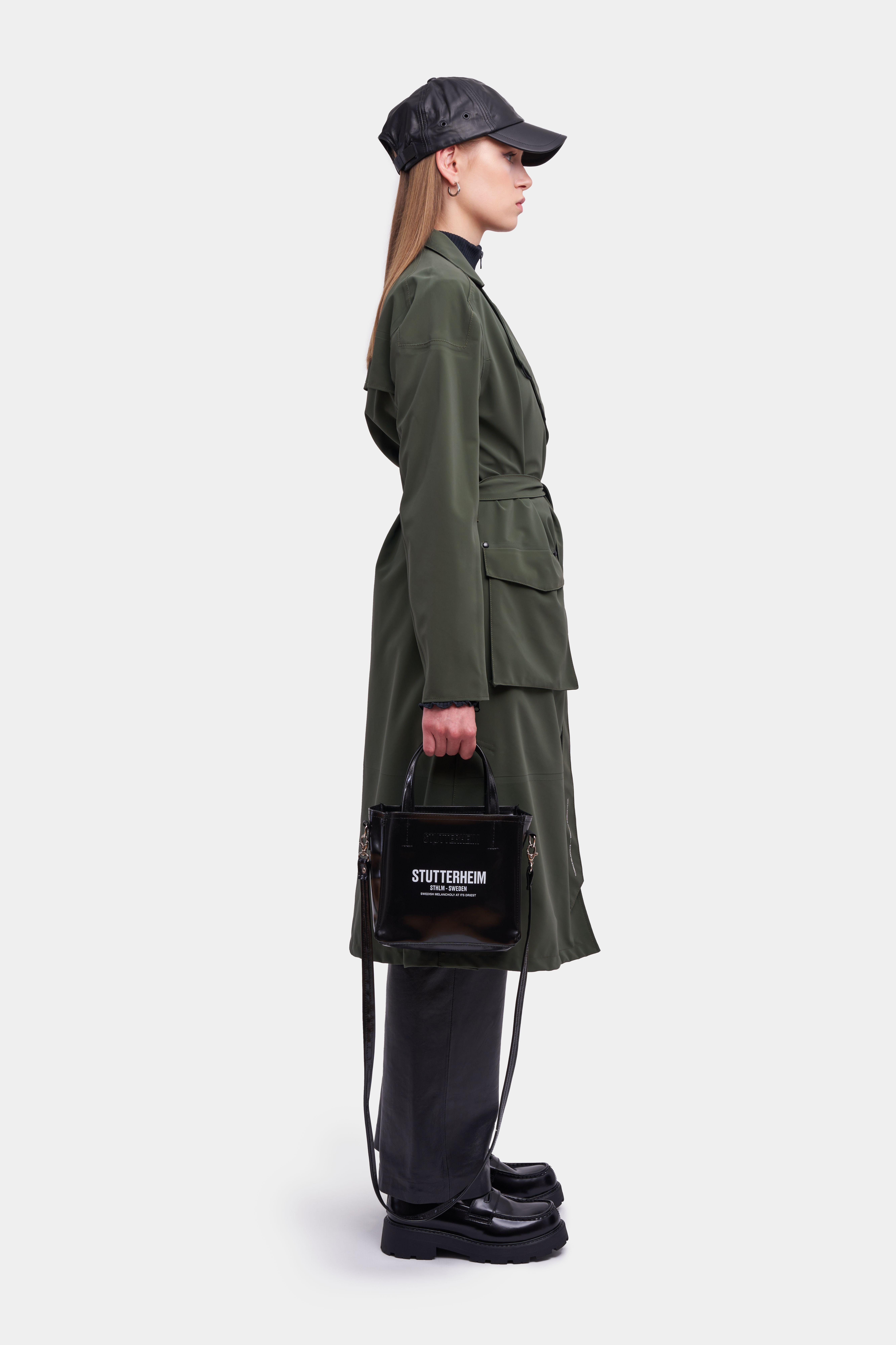 Kista Matte Trench Coat Dark Green - 3