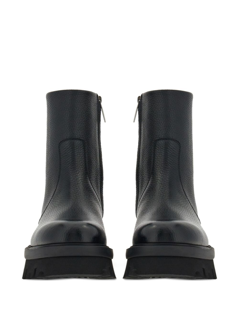 round-toe leather ankle boots - 4