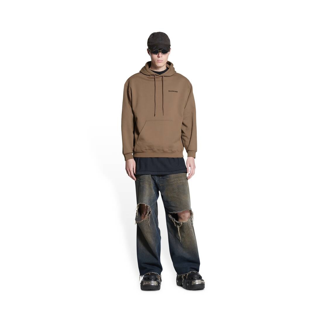 BALENCIAGA Men's Balenciaga Hoodie Regular Fit in Beige