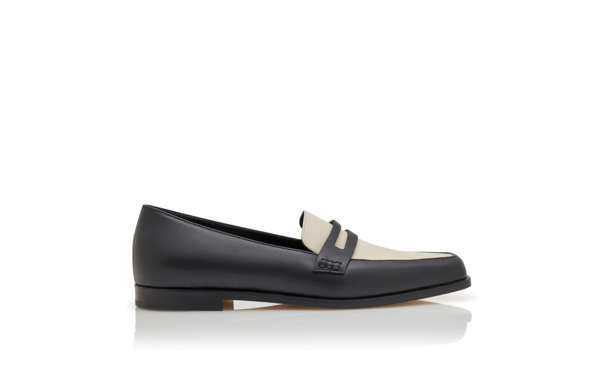 Black and Cream Calf Leather Loafers - 1