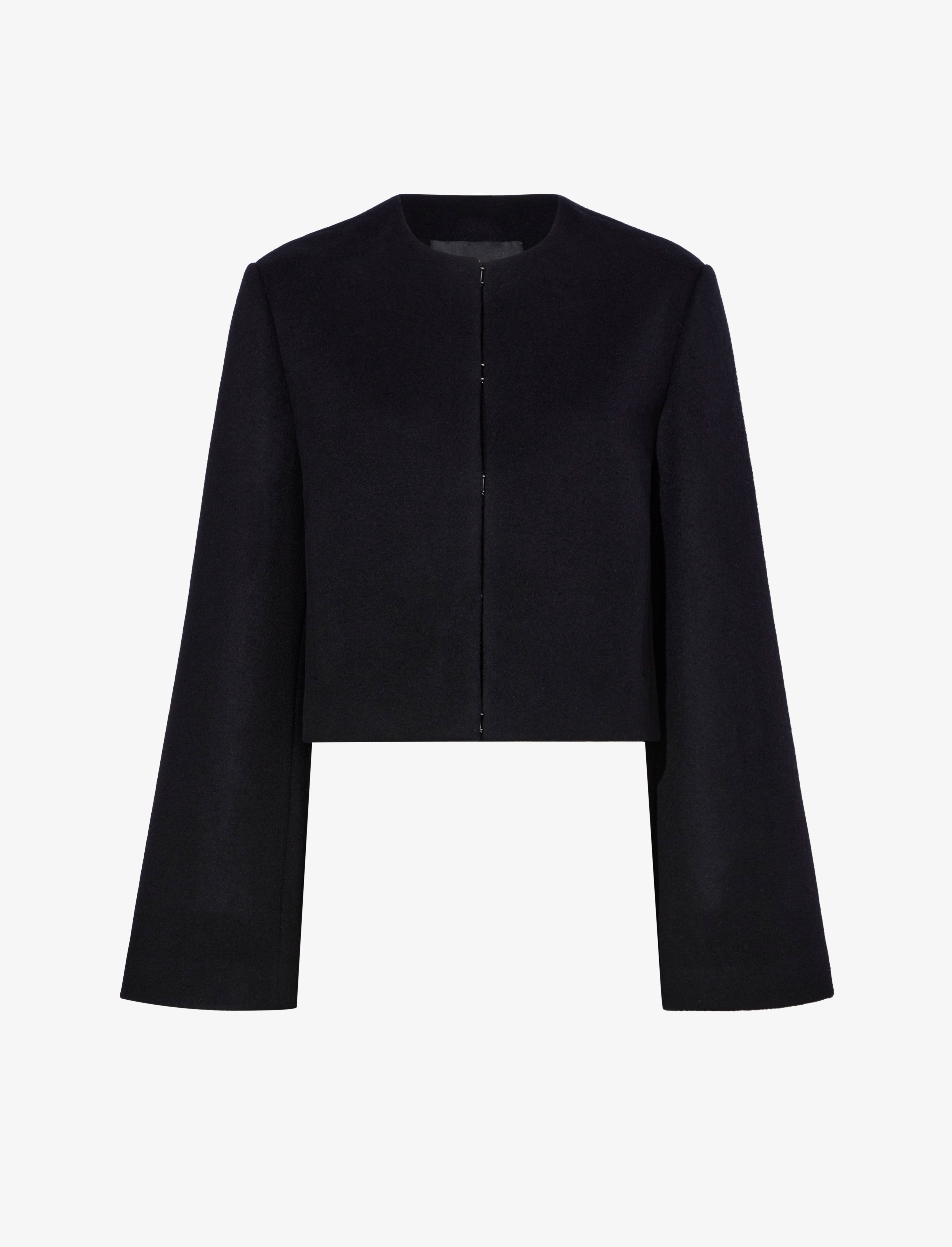 Bridget Cropped Jacket With Leather Collar in Wool - 10