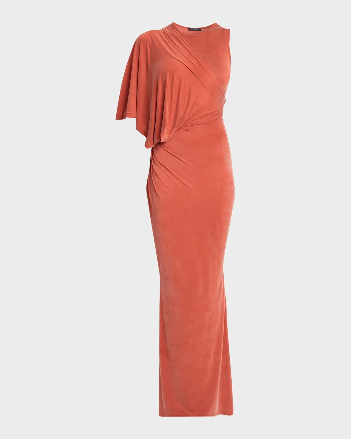 Asymmetric Draped Shoulder Gown - 1
