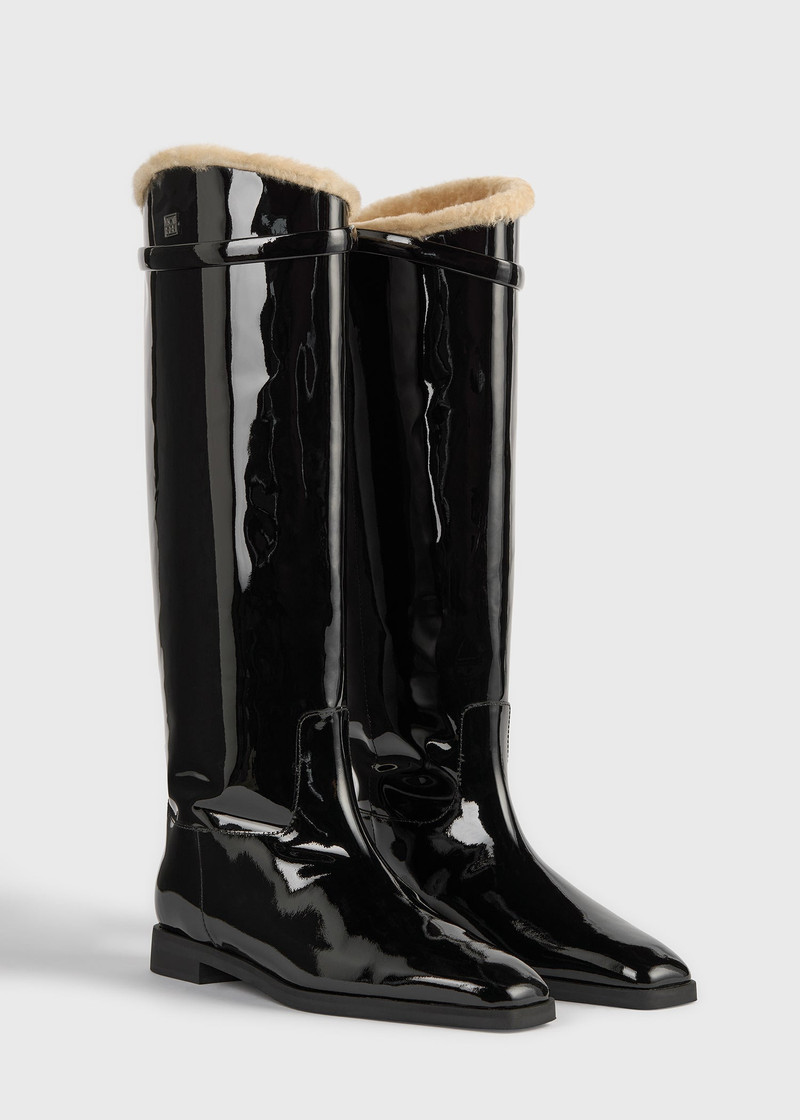 Shearling riding boots black/beige 5