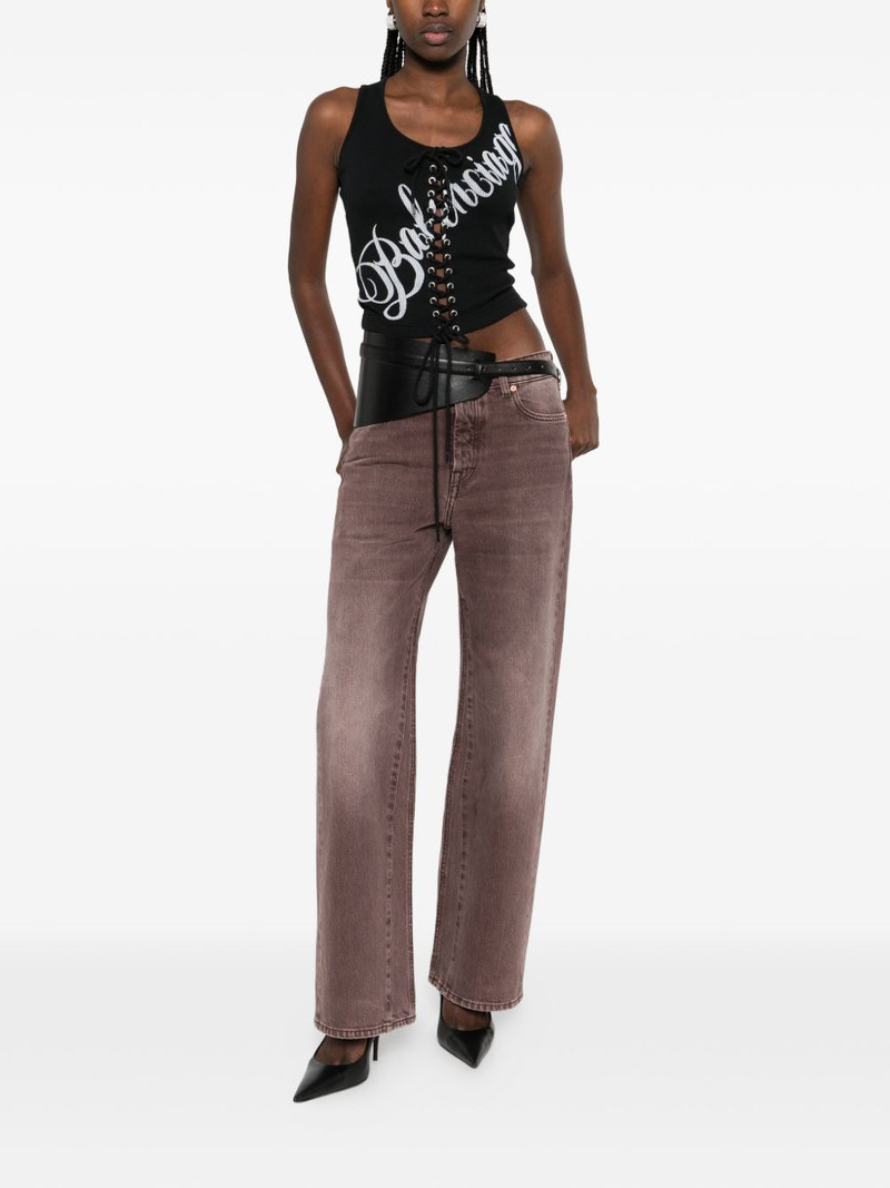 BALENCIAGA lace-fastening logo-detail tank top outlook