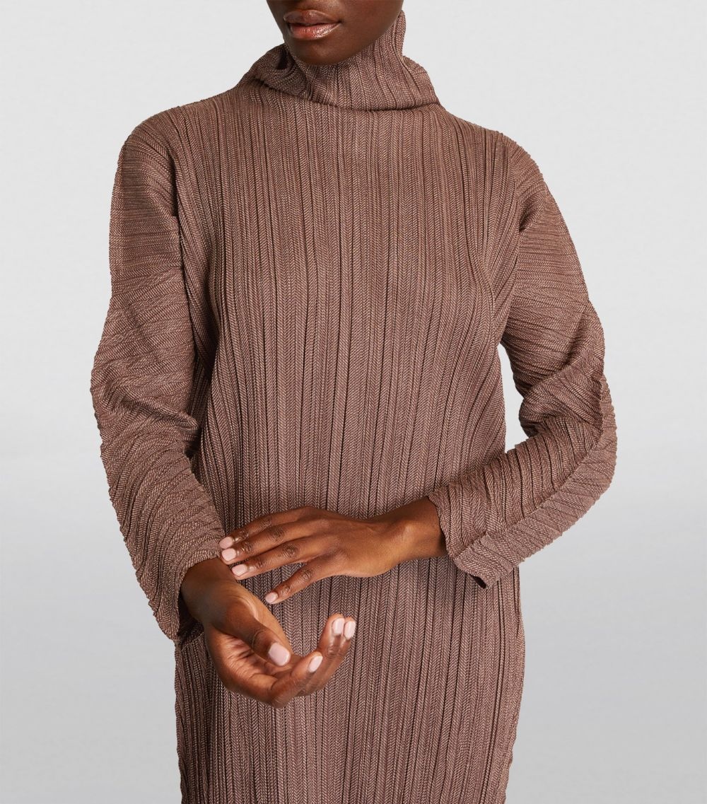 Pleats Please Issey Miyake Pleated Fishbone Midi Dress | harrods 