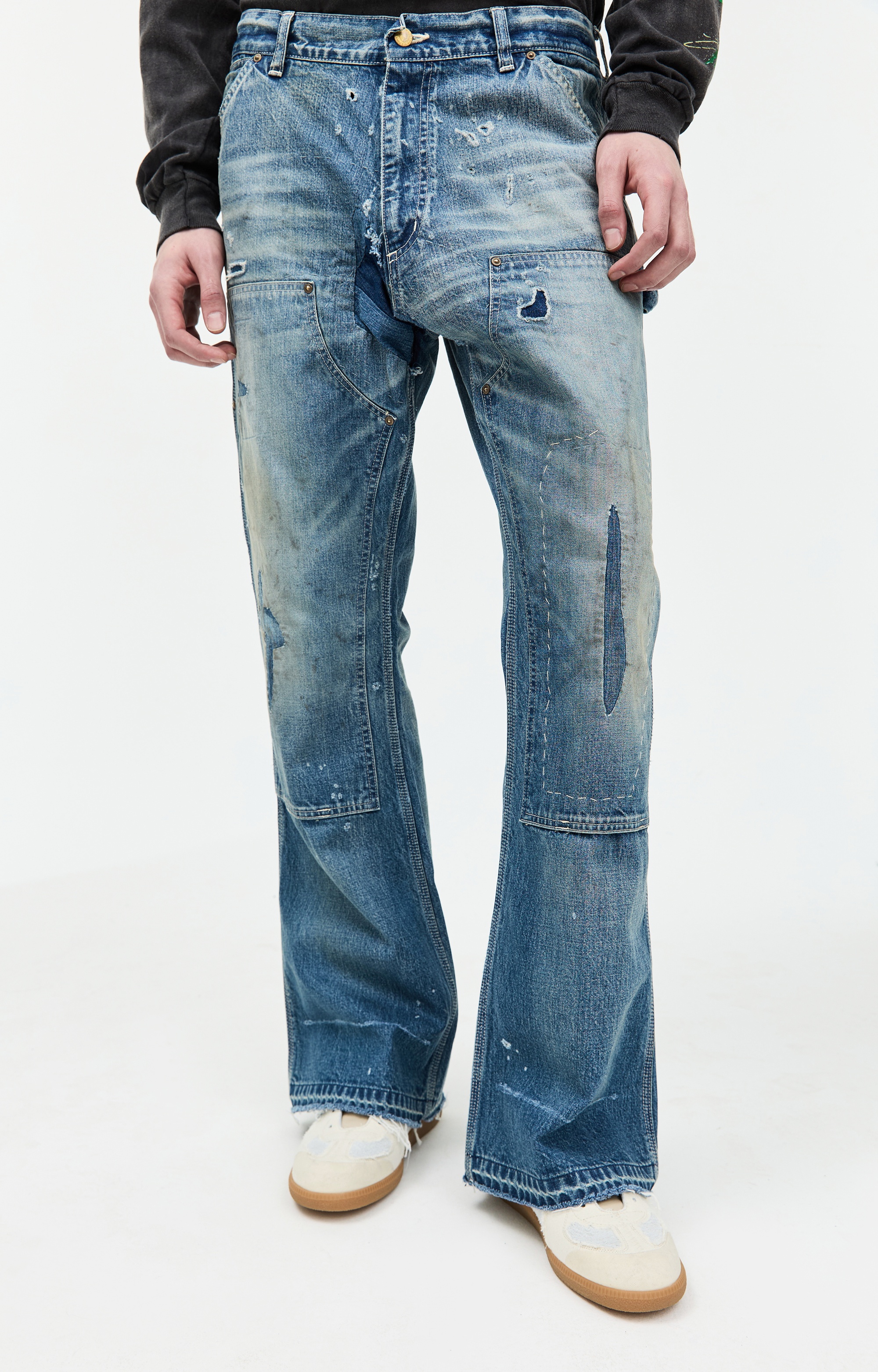 DOUBLE KNEE COTTON JEANS - 4