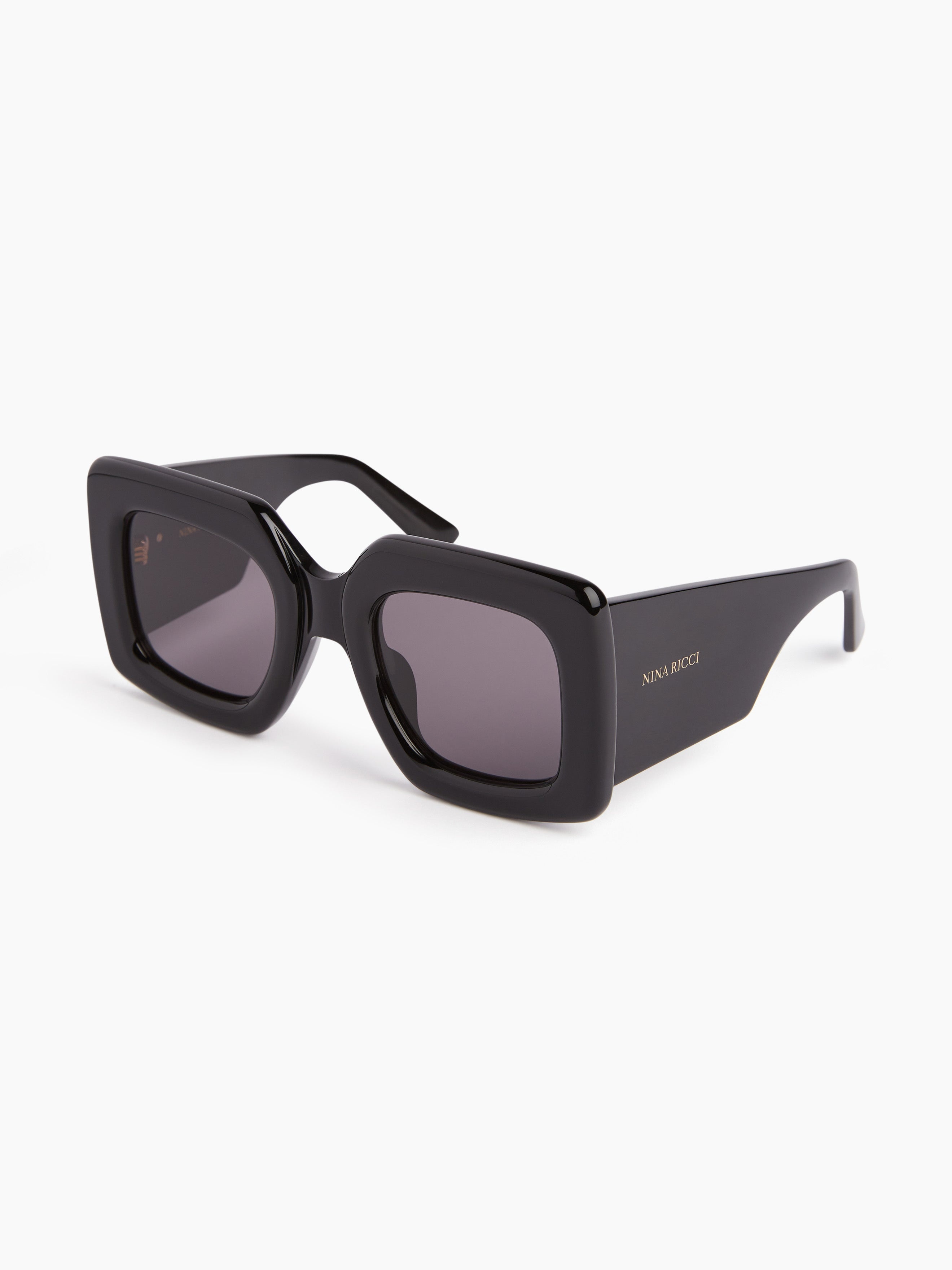 Precious square shiny black Sunglasses - 4