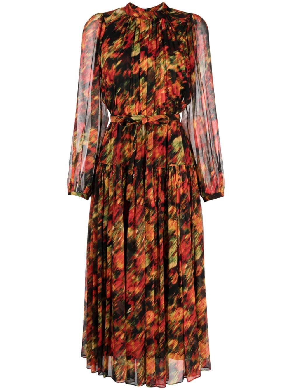 abstract-print silk midi dress - 1