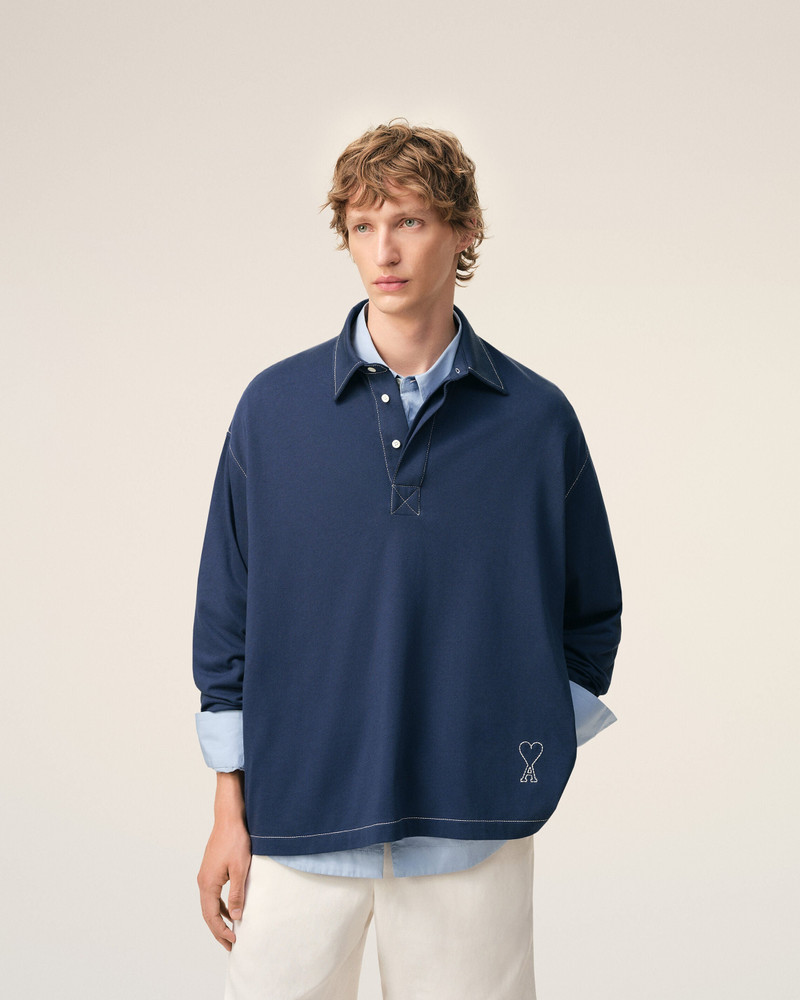 BLUE COTTON LONG SLEEVES AMI DE COEUR POLO 3