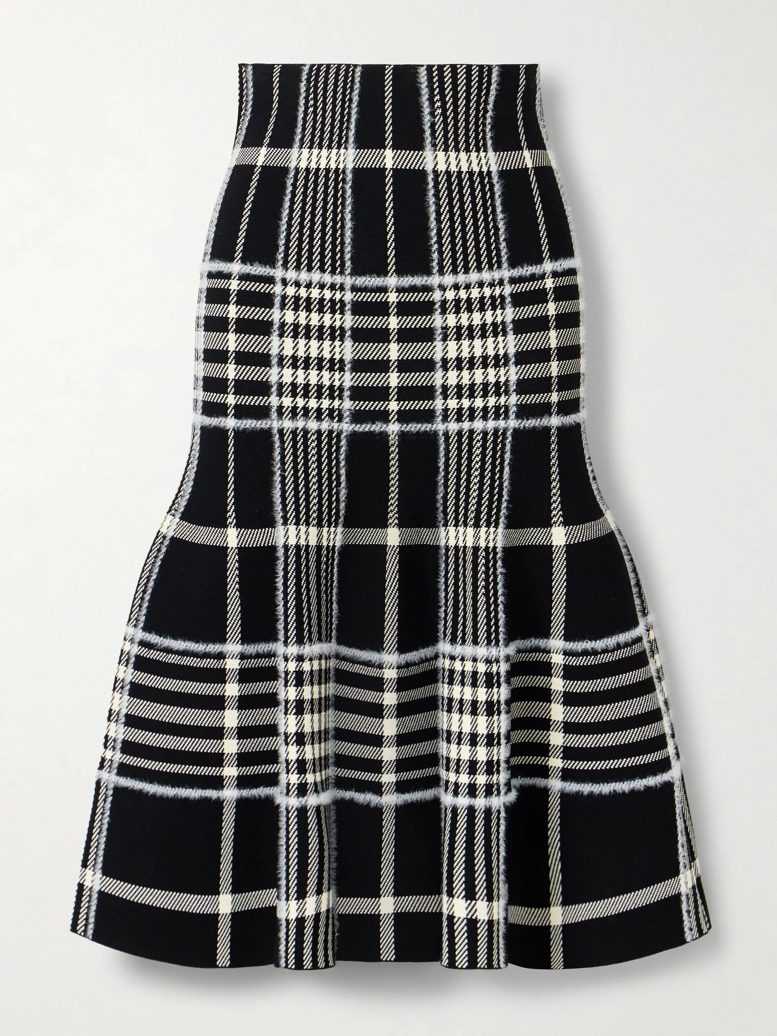The Rory checked jacquard-knit midi skirt Black - 1
