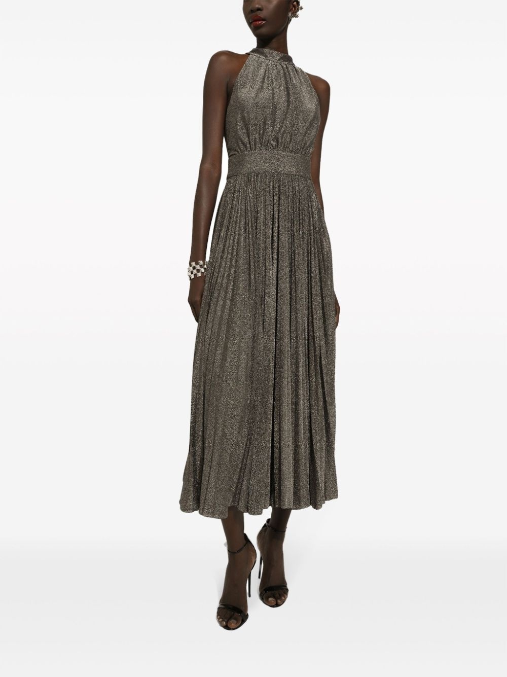 pleated silk midi dress - 2