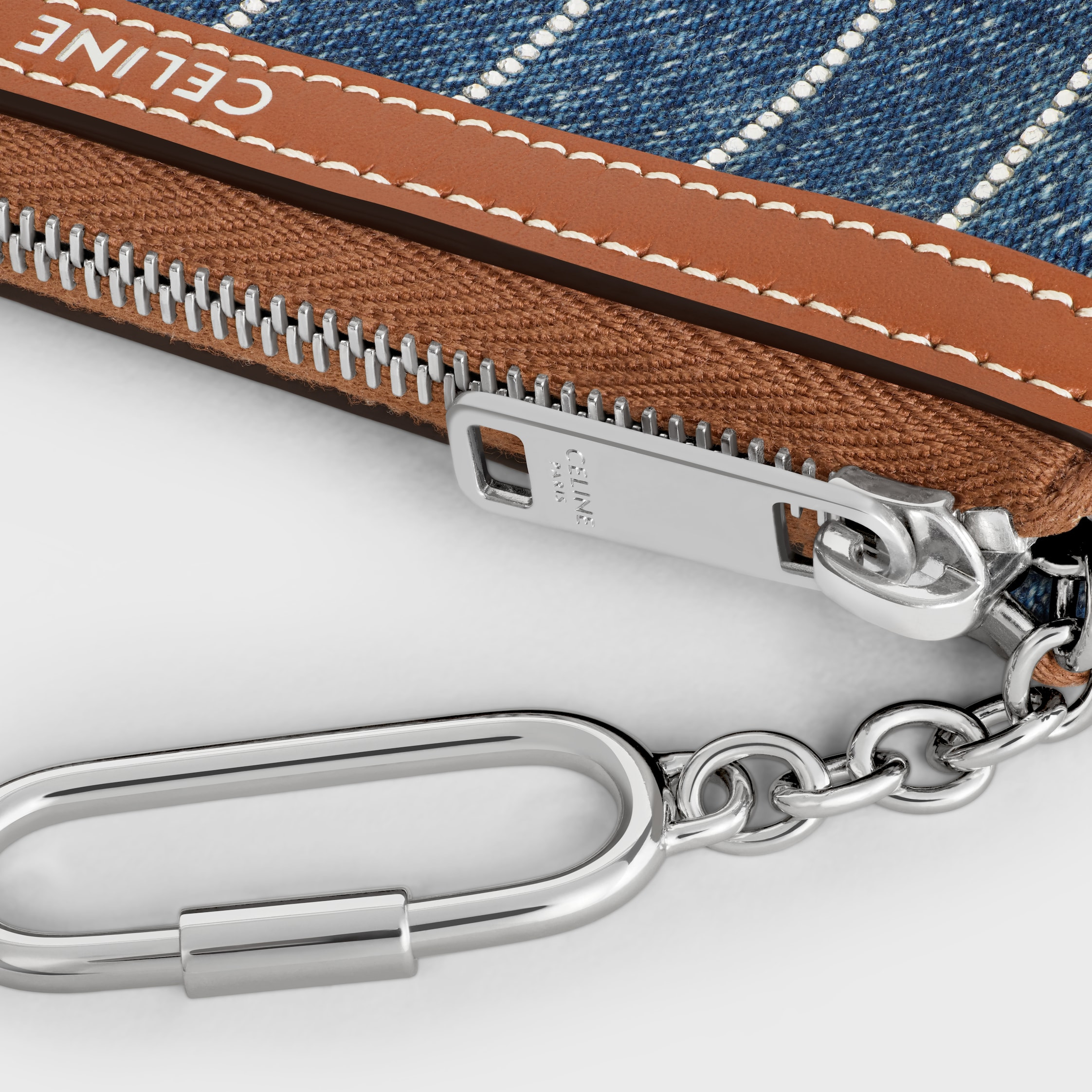 Coin And Card Pouch IN STRIPED DENIM WITH STRASS - 4