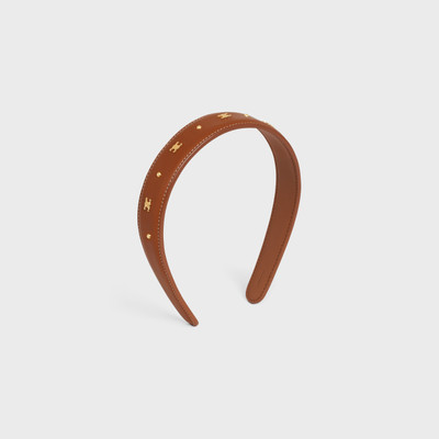 CELINE Triomphe Headband in Calfskin and Brass with Gold Finish outlook