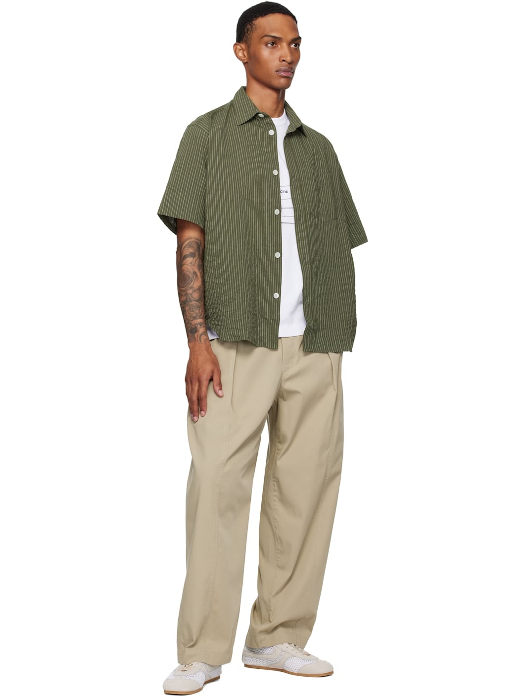 Khaki Mo Oversized Stripe SS Shirt - 4