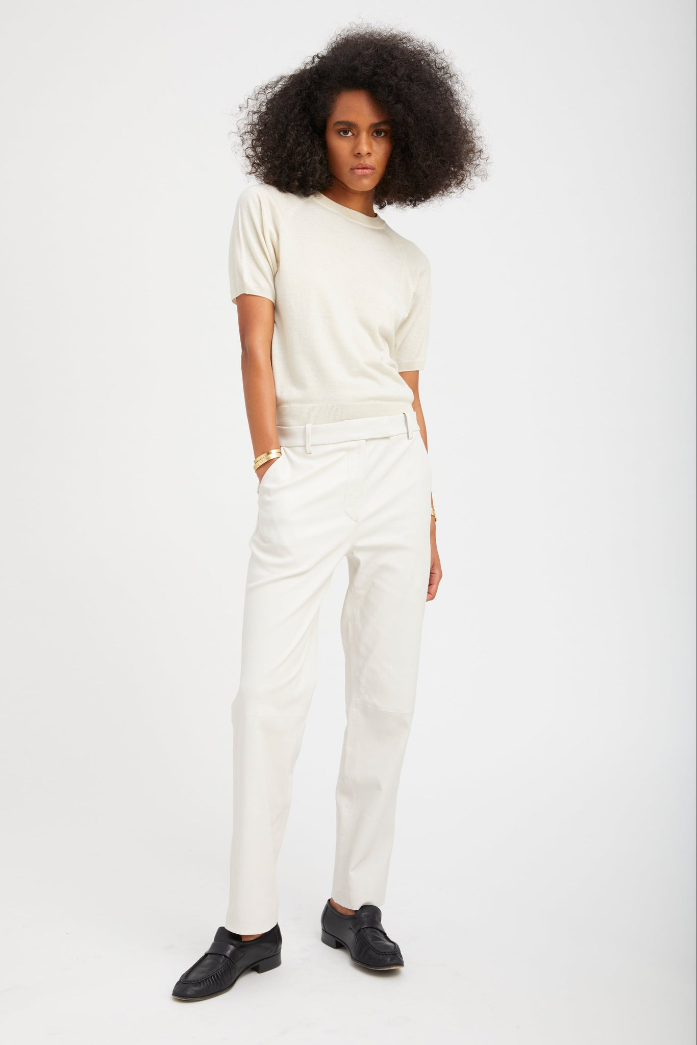 CHALK CASHMERE SHORT SLEEVE RAGLAN SWEATER - 3