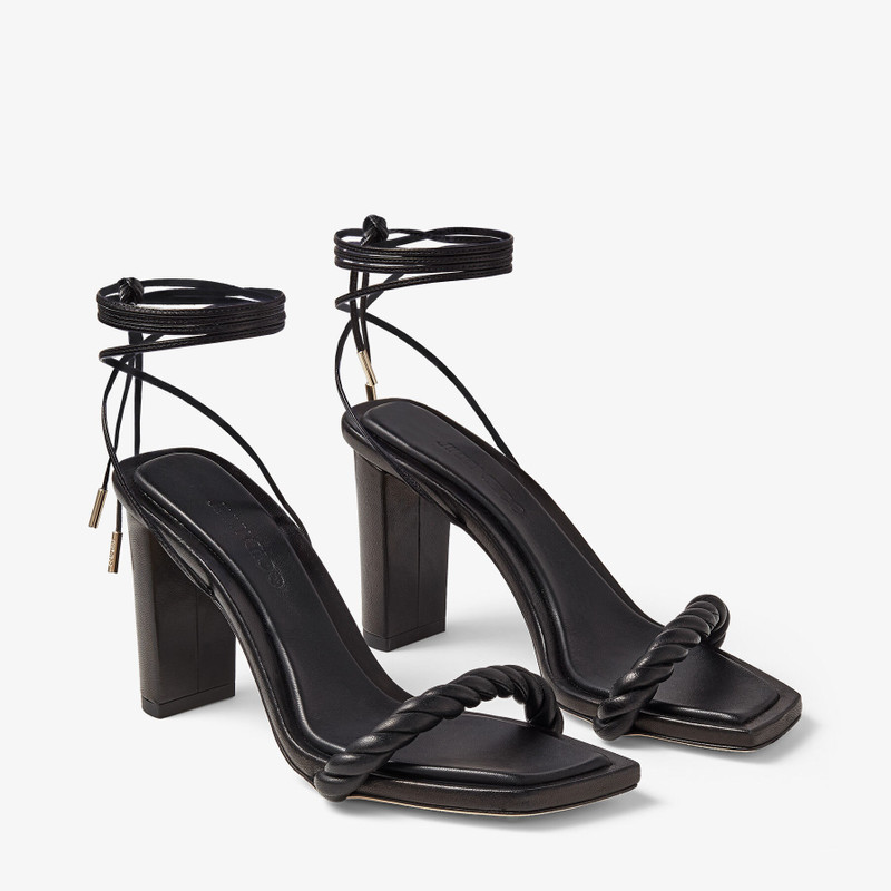 Diosa Sandal 85 Black Leather Sandals with Tie-Fastening 3