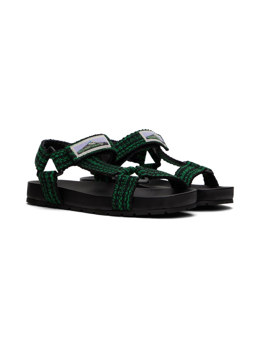 Black & Green Trip Sandals - 4