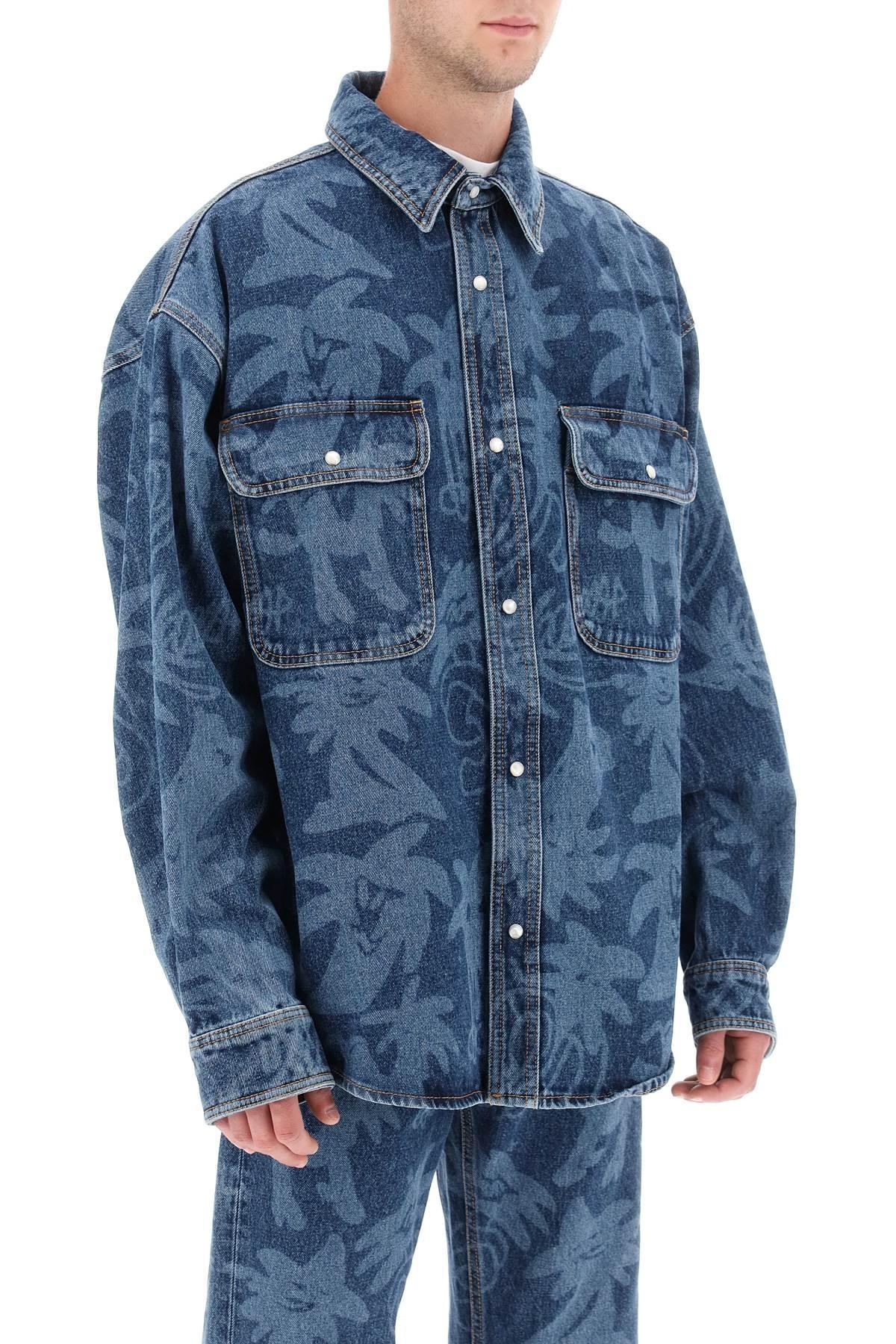 'PALMITY' OVERSHIRT IN DENIM WITH LASER PRINT ALL-OVER - 3