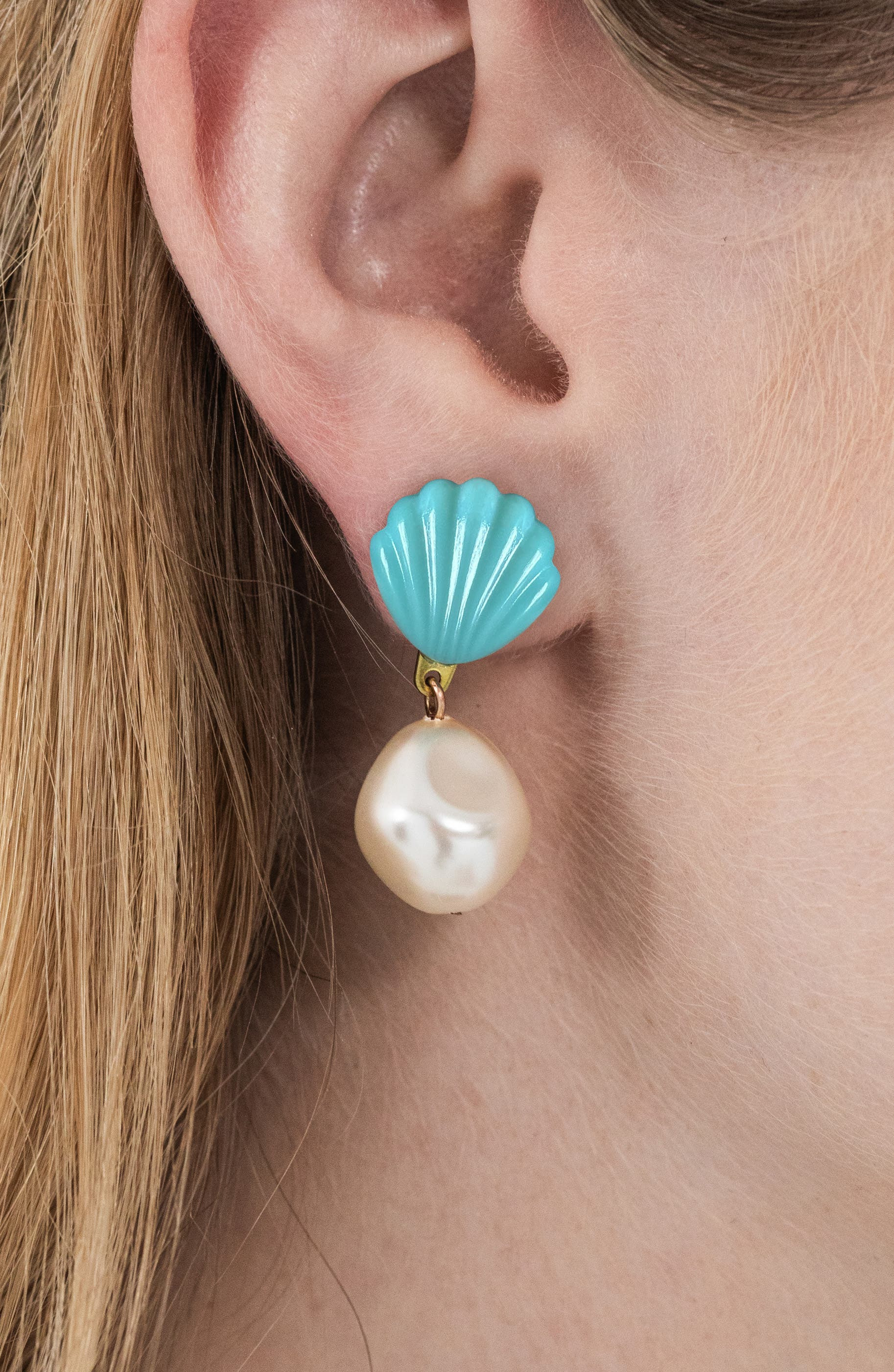 Jennifer Behr Nori Turquoise Shell & Faux Pearl Drop Earrings at Nordstrom - 2
