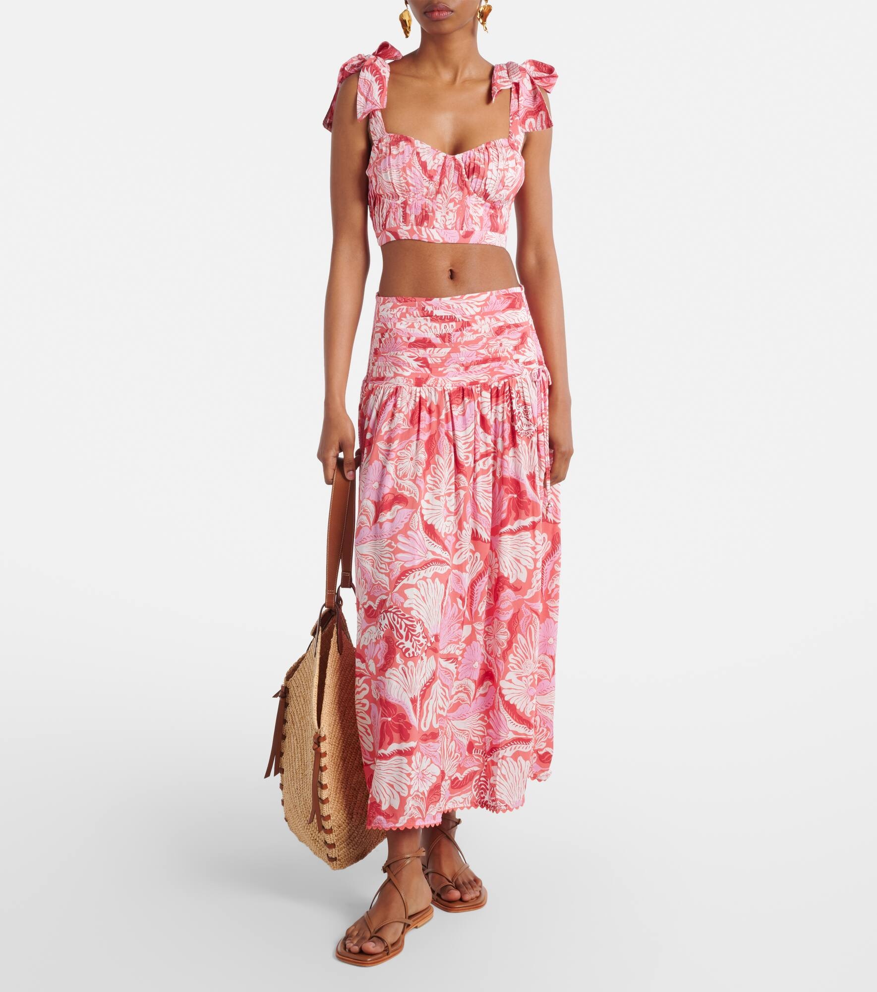Carla pleated printed crop top - 2