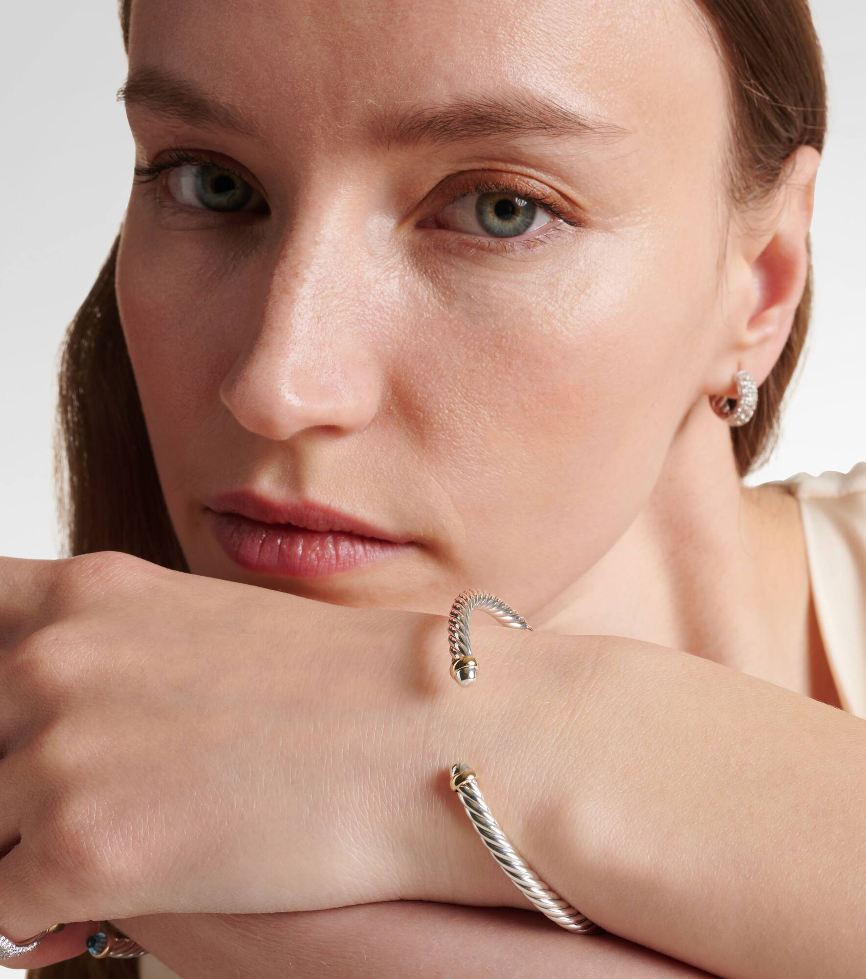 Cable Flex sterling silver and 14kt gold cuff bracelet - 3
