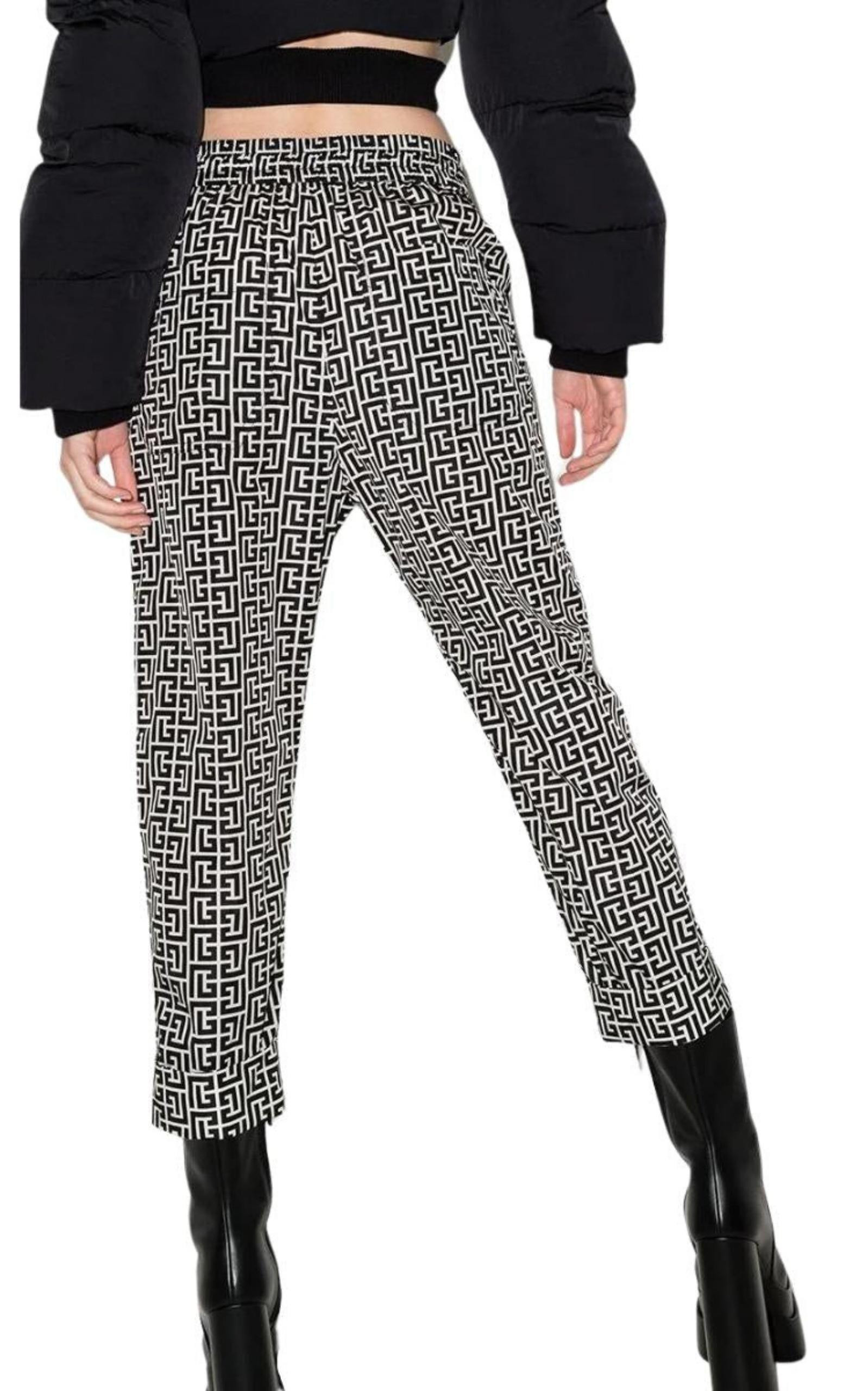 Monogram Print Cropped Track Pants - 2