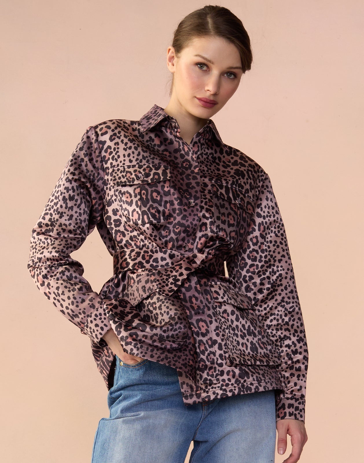 Leopardess Satin Safari Jacket - 1