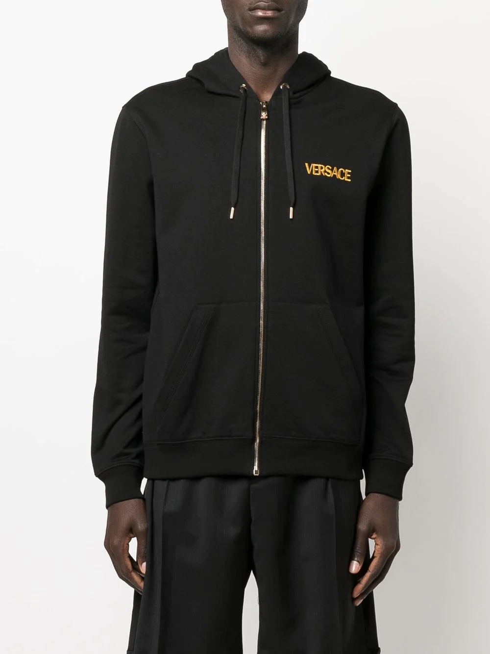 logo-embroidered zip-up hoodie - 3