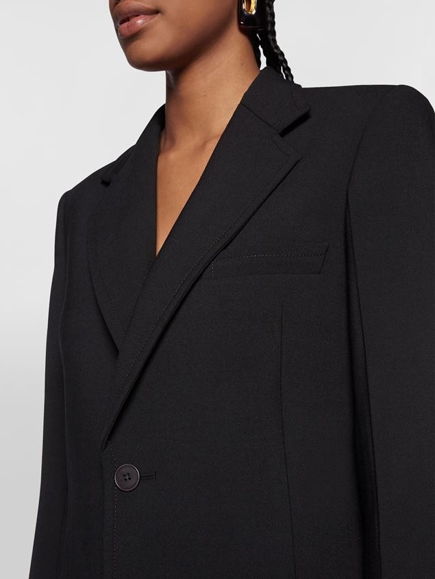 CREPE DOUBLE WOOL JACKET WITH LAPEL COLLAR - 5