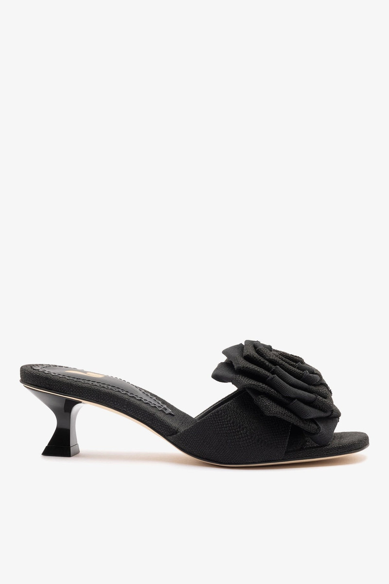 Scarlet Low Mule In Black Raffia 1