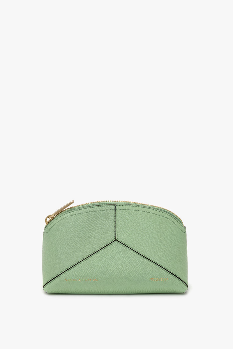 Victoria Mini Wash Bag In Jade Grained Leather 1