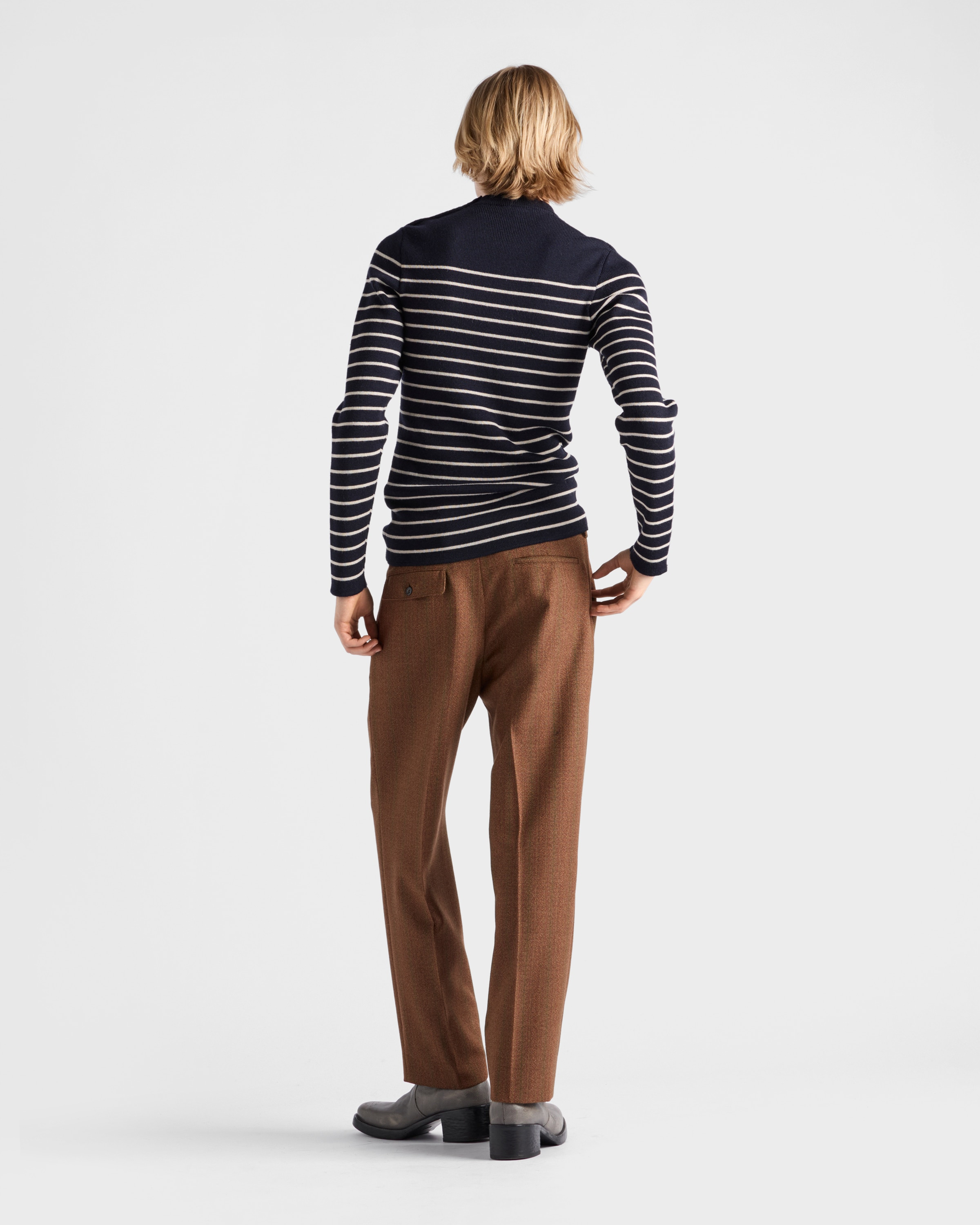 Striped superfine wool crew-neck sweater - 5