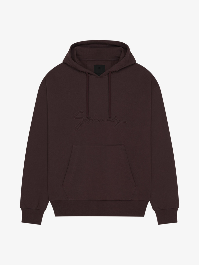 HOODIE IN FLEECE WITH GIVENCHY SIGNATURE - 1