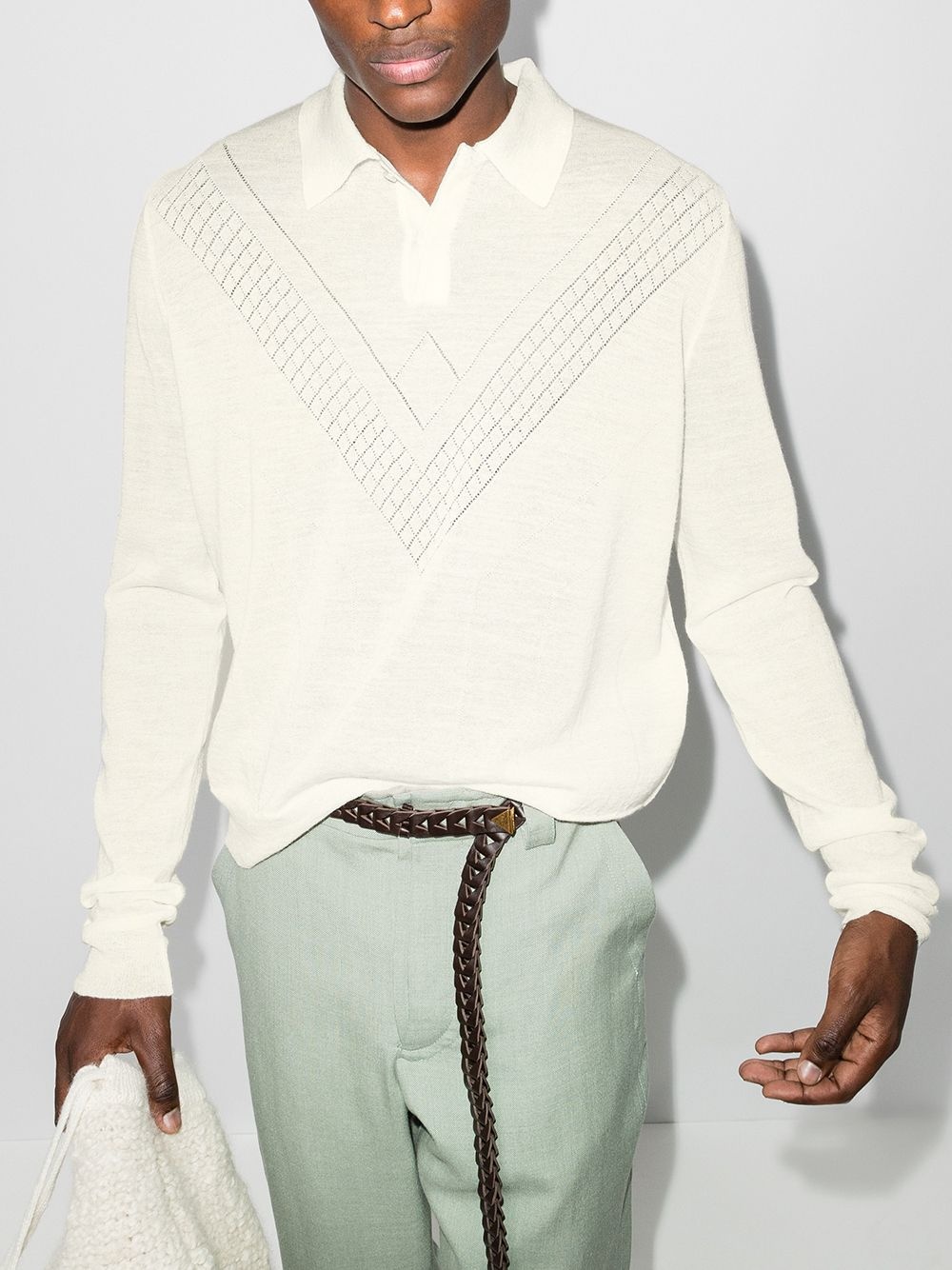 openwork polo jumper - 2