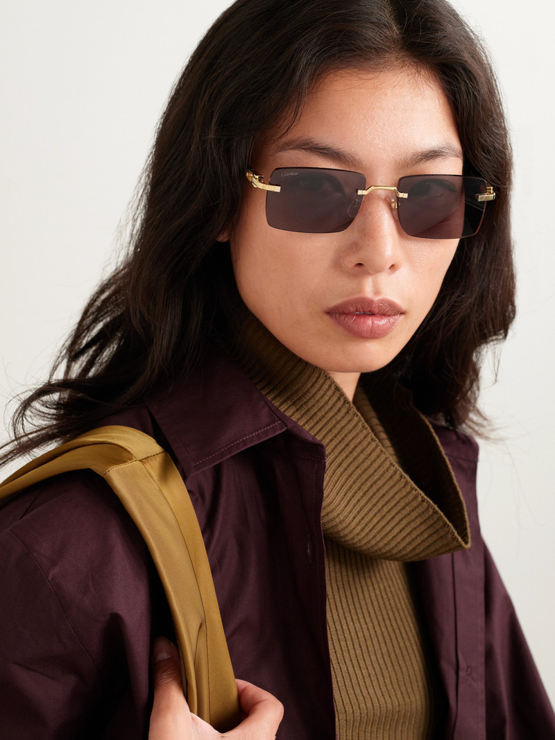 Cartier C Décor Rimless Rectangle-frame Gold-tone And Acetate Sunglasses outlook