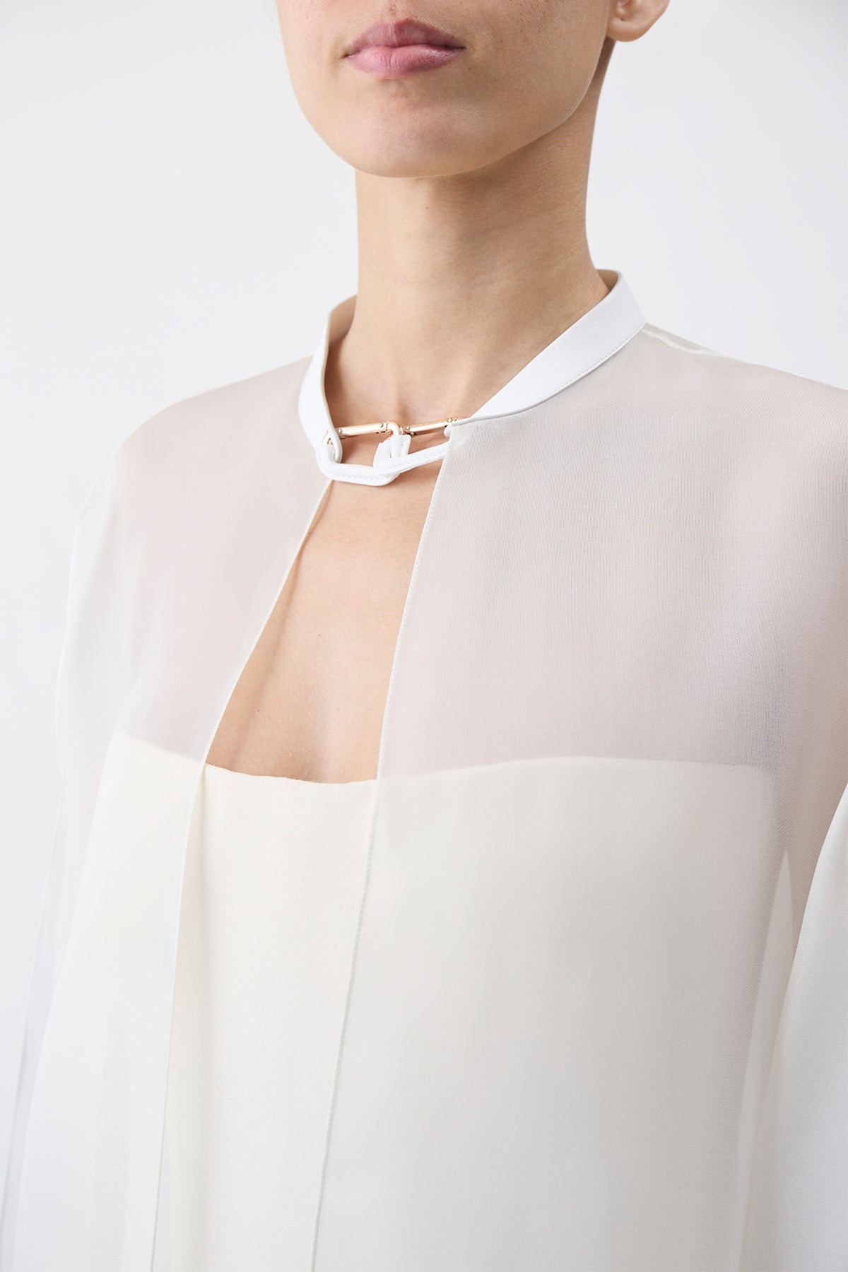 Rowena Sheer Cape in Ivory Silk Organza - 5