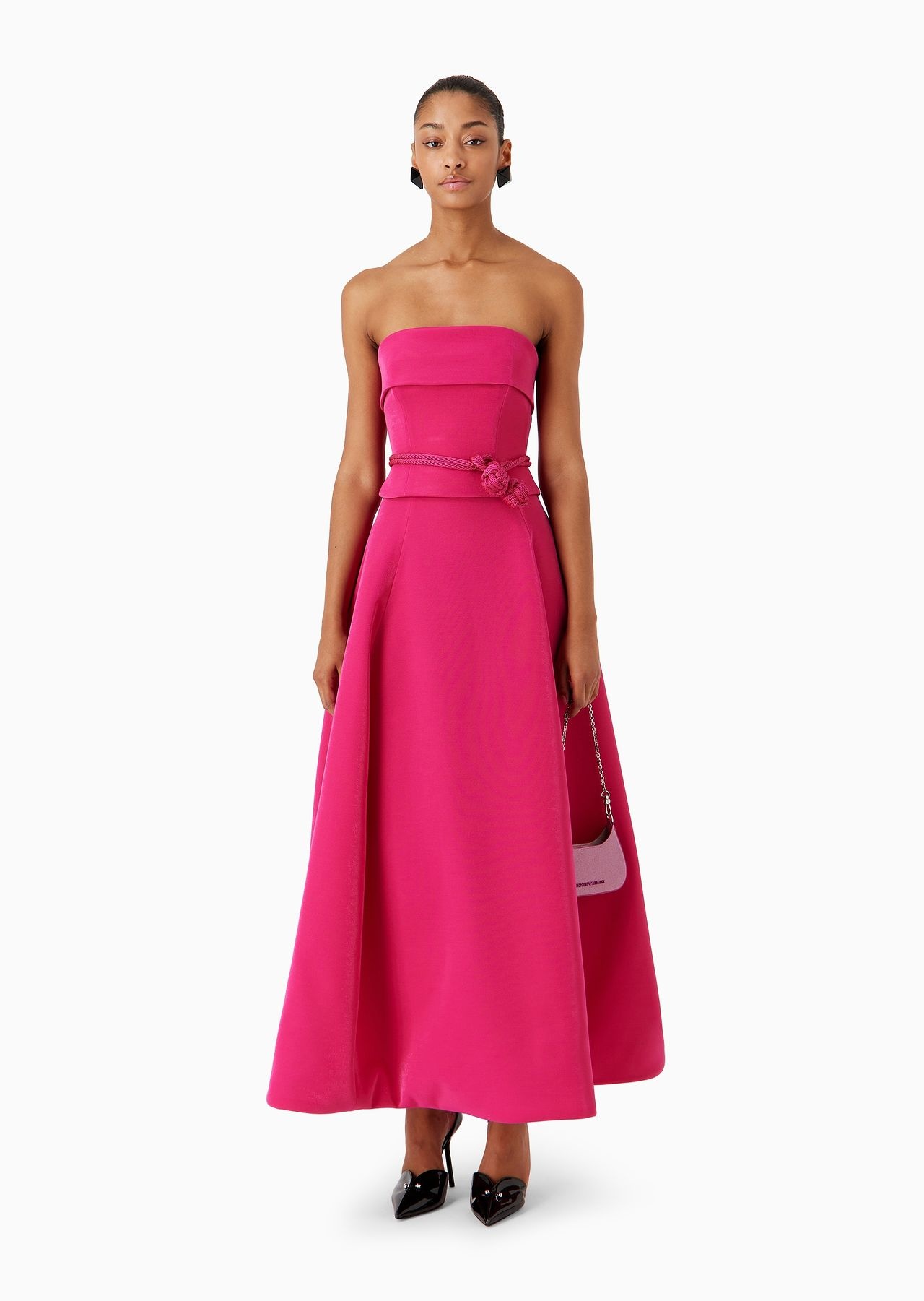 Long skirt with crinoline in shiny lurex-effect piqué - 4