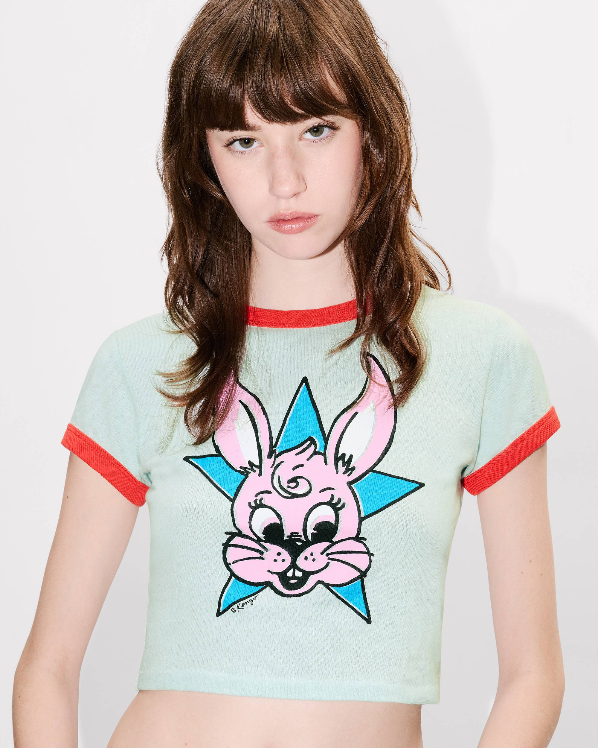 'KENZO Cartoon' cropped ringer T-shirt in cotton - 6