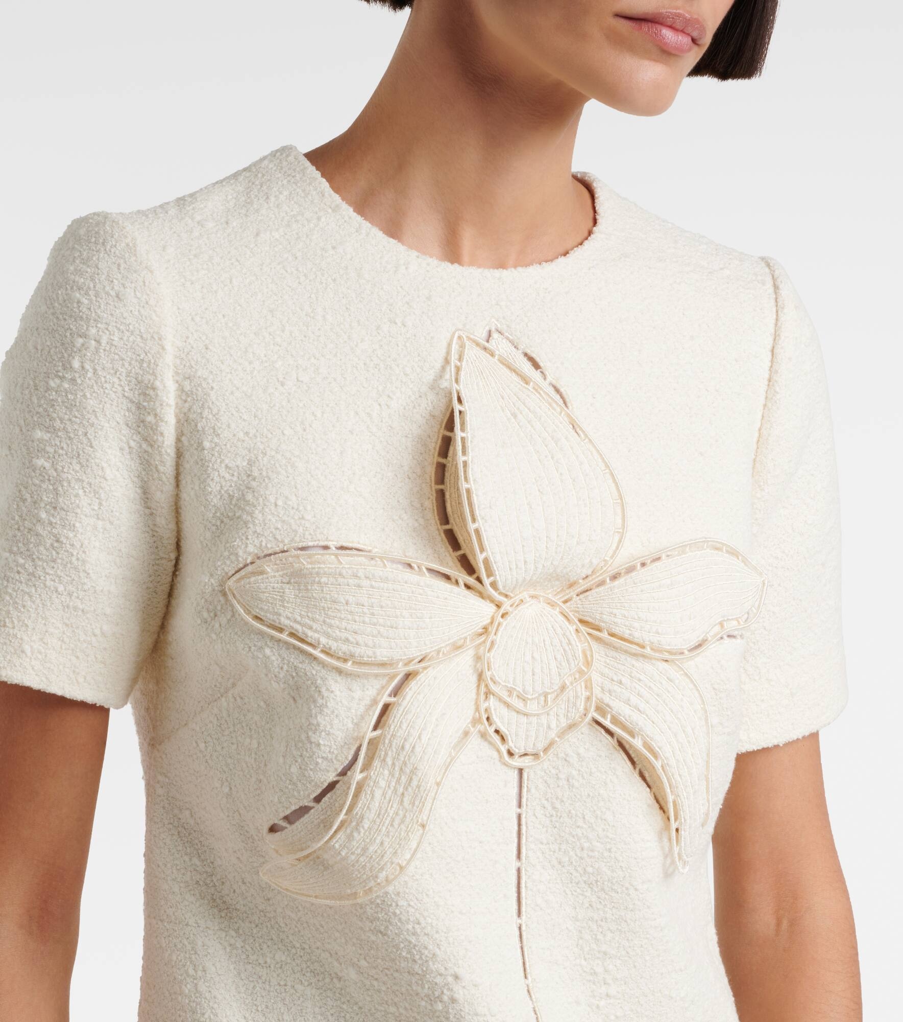 Orchid embroidered cotton tweed shift dress - 4