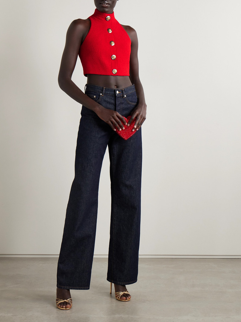 Balmain Cropped Button-embellished Wool-blend Bouclé Top outlook
