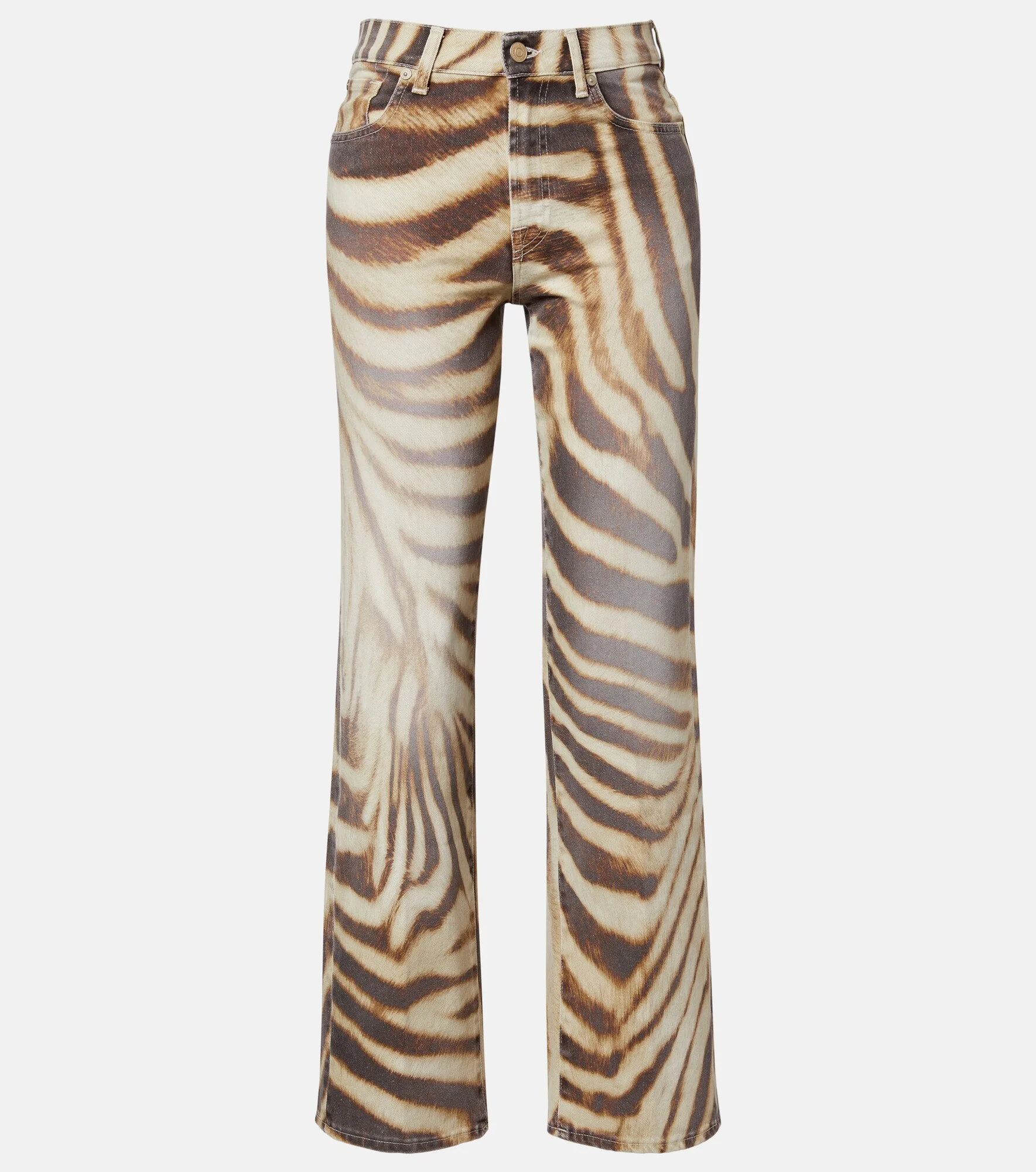 Stovepipe zebra-print straight jeans - 1