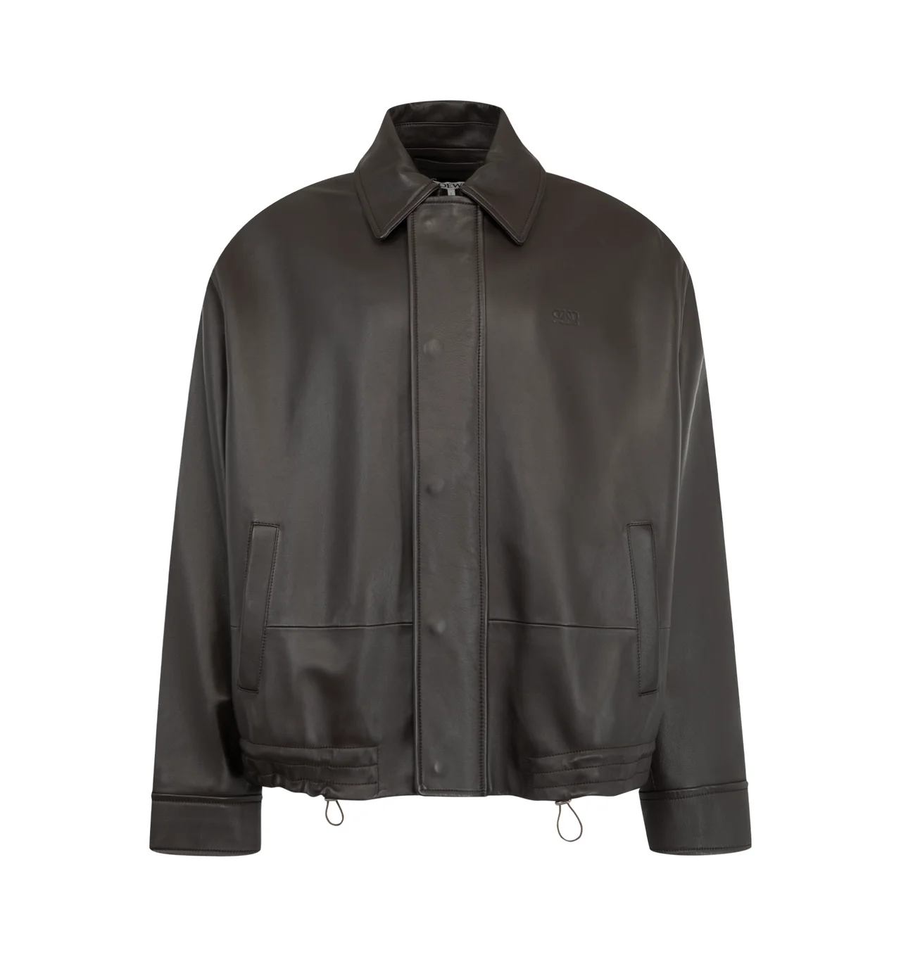 Drawstring Leather Jacket - 1