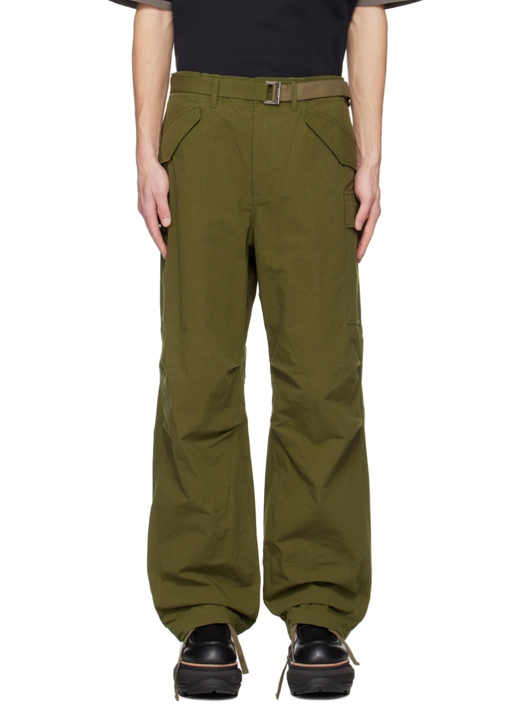 Khaki Cinch Cargo Pants - 1
