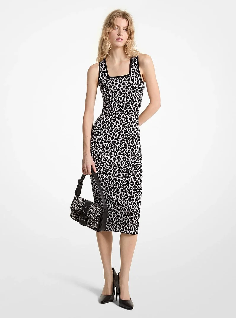Leopard Jacquard Knit Dress - 1