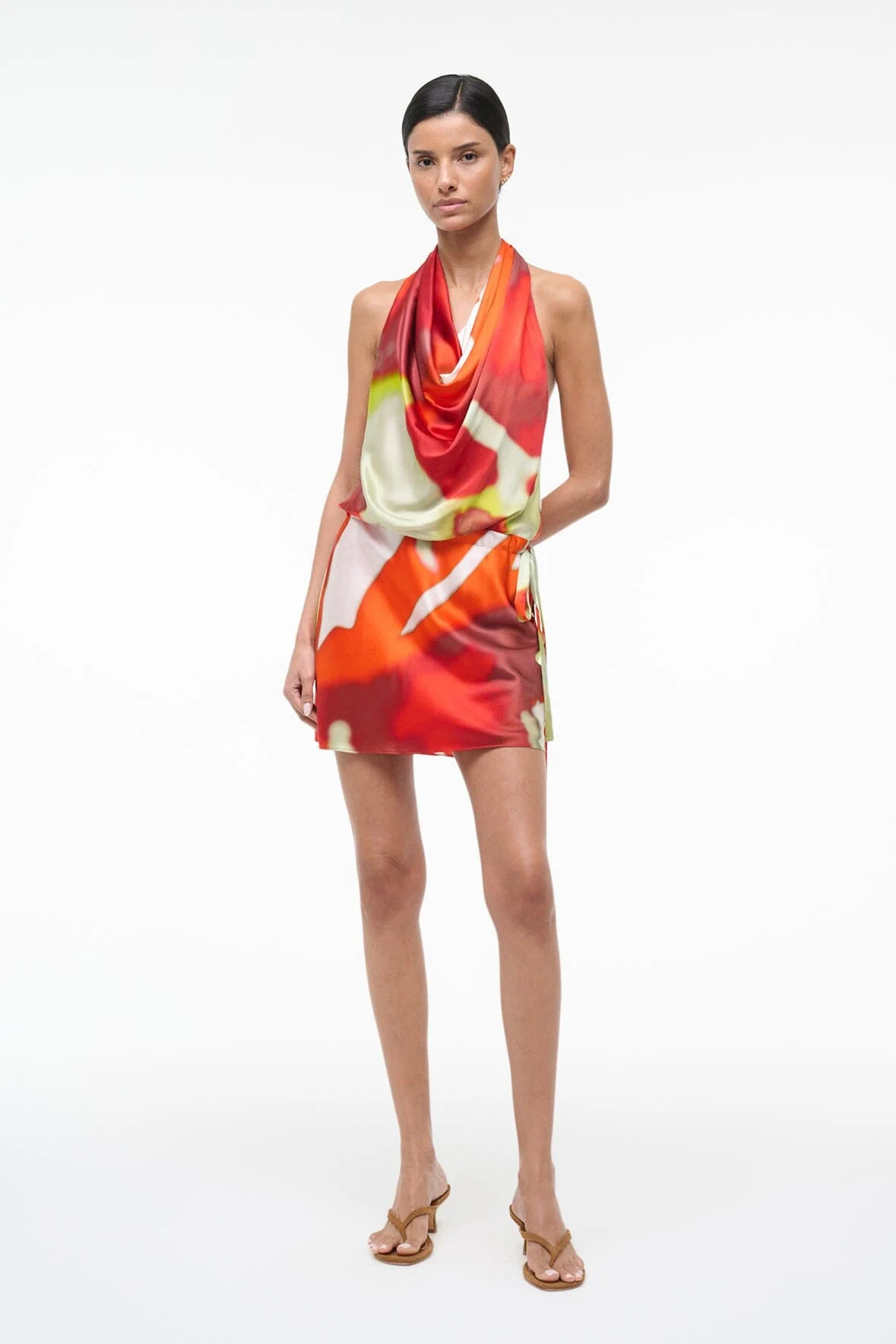 STAUD LIORA SILK DRESS RED ZONE - 1