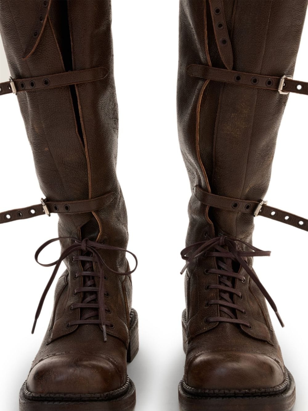 lace-up leather boots - 4
