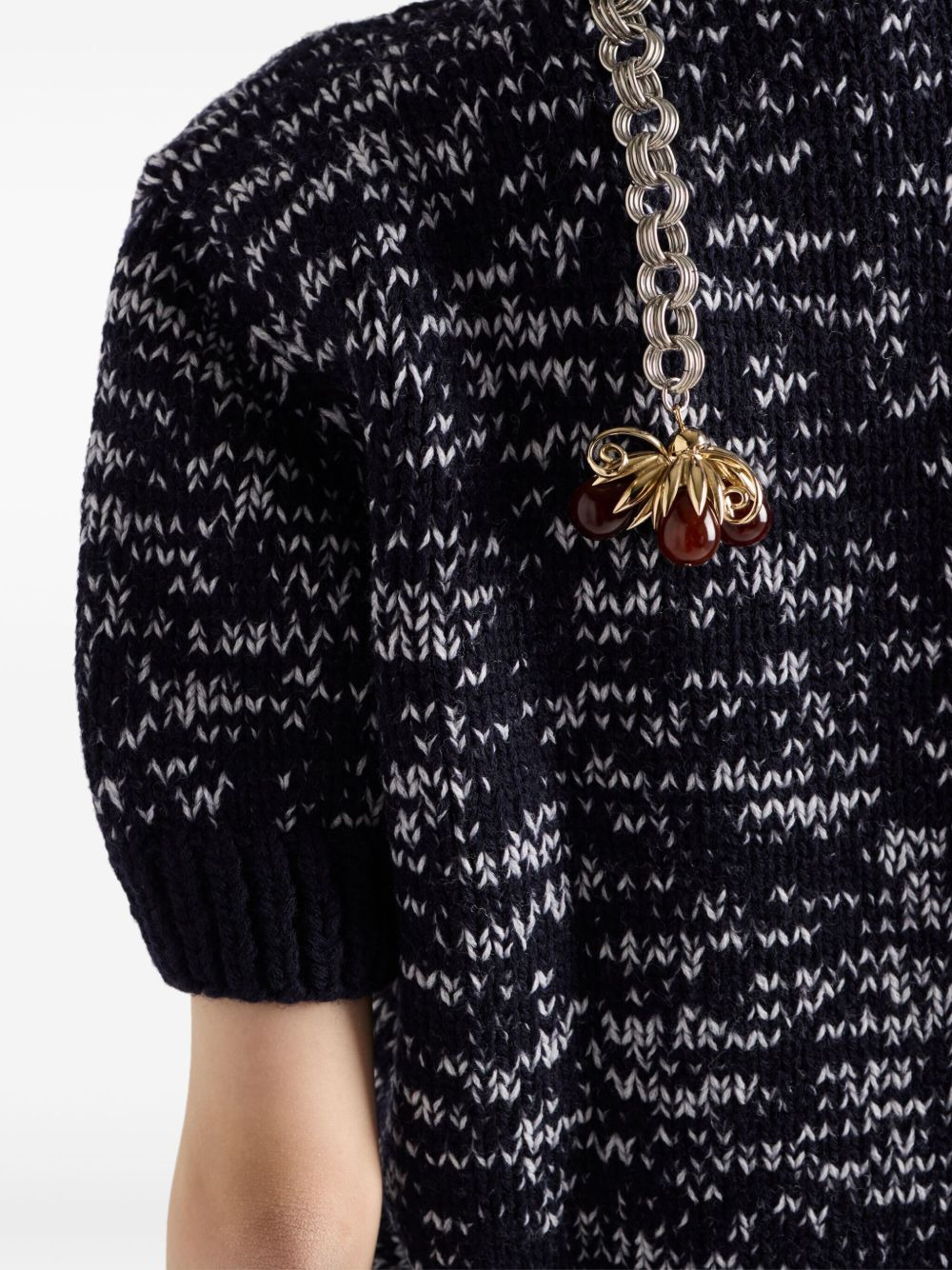 short-sleeve pendant-embellished sweater - 5
